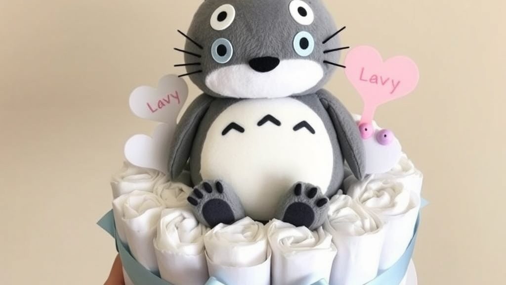 出産祝いにふさわしい特別な贈り物 — おむつケーキ トトロ 3段(イメージ3)